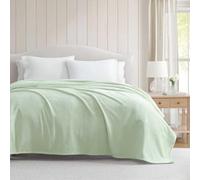 Martha Stewart - Queen Size Blanket, Ultra-Soft Plush Fleece Throw Blanket with Double-Needle Stitching, 350 GSM, Medium Weight Bedding for Bed or Couch (Bedford Solid Green)