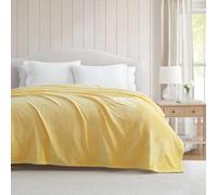 Martha Stewart - Queen Size Blanket, Ultra-Soft Plush Fleece Throw Blanket with Double-Needle Stitching, 350 GSM, Medium Weight Bedding for Bed or Couch (Bedford Solid Yellow)