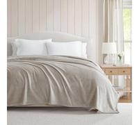 Martha Stewart - Queen Size Blanket, Ultra-Soft Plush Fleece Throw Blanket with Double-Needle Stitching, 350 GSM, Medium Weight Bedding for Bed or Couch (Bedford Solid Grey)