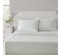Martha Stewart - Queen Size Sheets Set, Crisp & Tailored Cooling Sheets w/a Naturally Smooth Cotton Percale Lightweight Feel - Bed Sheets with Matching Pillowcases & Fitted Sheet (Ditsy Vine Green)