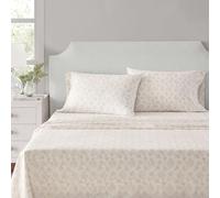 Martha Stewart - Queen Size Sheets Set, Crisp & Tailored Cooling Sheets w/a Naturally Smooth Cotton Percale Lightweight Feel - Bed Sheets with Matching Pillowcases & Fitted Sheet (Floral White)