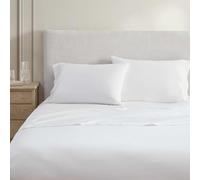 Martha Stewart - Queen Size Sheets Set, Crisp & Tailored Cooling Sheets w/a Naturally Smooth Cotton Percale Lightweight Feel - Matching Pillowcases & Fitted Sheet (Skylands Solid White)