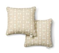 Martha Stewart Tulum Indoor Outdoor Decorative Pillow 2-Pack Set, UV Fade Resistant, Water Repellent, Printed Modern Design, 18"x18", Taupe