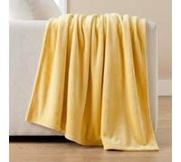Martha Stewart - Twin Size Blanket, Ultra-Soft Plush Fleece Throw Blanket with Double-Needle Stitching, 350 GSM, Medium Weight Bedding for Bed or Couch (Bedford Solid Yellow)