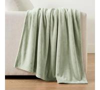 Martha Stewart - Twin Size Blanket, Ultra-Soft Plush Fleece Throw Blanket with Double-Needle Stitching, 350 GSM, Medium Weight Bedding for Bed or Couch (Bedford Solid Green)