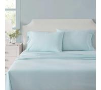 Martha Stewart - Twin Size Sheets Set, Crisp & Tailored Cooling Sheets w/a Naturally Smooth Cotton Percale Lightweight Feel - Bed Sheets with Matching Pillowcase & Fitted Sheet (Small Gingham Blue)