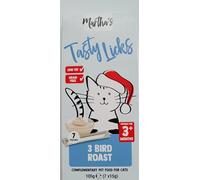 Martha's Cat Tasty Licks Treats Christmas 3 Bird Roast - Low In Fat - No Artificial Preservatives (7 x 15g Pouches)
