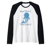 Martha's Vineyard Beach Coastal Nautical Dolphin Cape Cod Raglan Baseball Tee