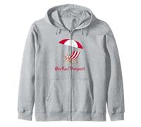 Marthas Vineyard Cape Cod Nautical Striped Beach Umbrella Zip Hoodie