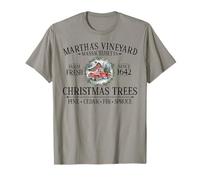Martha's Vineyard MA Christmas Trees Red Truck Black Letters T-Shirt