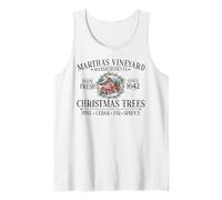 Martha's Vineyard MA Christmas Trees Red Truck Black Letters Tank Top