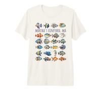 Martha's Vineyard MA Colorful Fish Design Premium T-Shirt
