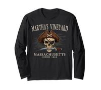 Martha's Vineyard MA Pirate Skull Since 1642 Ivory Long Sleeve T-Shirt