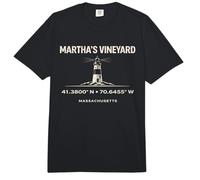 Marthas Vineyard Massachusetts Lighthouse Coordinates Comfort Colors Adult Heavyweight T-Shirt