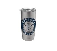 Martha's Vineyard Massachusetts MA Vintage Boat Anchor & Oar Stainless Steel Insulated Tumbler