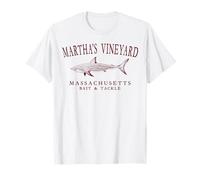 Martha's Vineyard Massachusetts Shark Retro Arched Burgundy T-Shirt