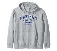 Martha's Vineyard Massachusetts Vintage Sports Blue Zip Hoodie