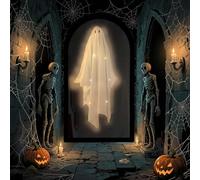 MarthaST Ghost Mirror, Halloween Ghost Mirror Hologram, 2025 MarthaST Halloween Decorations, Halloweenn Ghosts Hologram Mirrorr Room Decor, Party Supplies