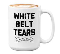 Martial Art Coffee Mug 15oz White - White Belt Tears - Karate Taekwondo Kung fu Jiu Jitsu Matress Sport Belt Optimistic Cool Club Punch Kick Athletes