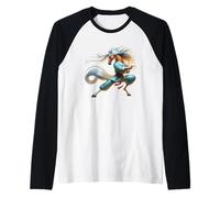 Martial Artist Horse in Dynamic Pose Raglan Baseball Tee