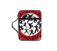 Martial-Artists-Poses Bible Cover Case with Handle, Water-Resistant Oxford Fabric Bible Bag Organizer with Zipper Pockets for Church