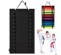 Martial Arts Belt Display, Hanging Karate Belt Display Rack Holds 12 Belts, Belt Display with Elastic Loops, Karate Belt Holder for Wall Door 14x25", Karate Belt Holder, Martial Arts Belt Display