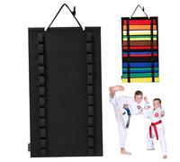 Martial Arts Belt Display, Hanging Karate Belt Display Rack Holds 12 Belts, Belt Display with Elastic Loops, Karate Belt Holder for Wall Door 14x25