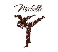 Martial Arts Boy Karate Taekwondo Lettering Stickers 68x92.3cm Do not Damage The Wall Surface Coffee