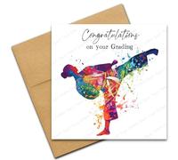 Martial Arts Card, Congratulations on your Grading Card for Judo Karate Taekwondo Jiu-Jitsu, Colourful Abstract Adult Female