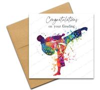 Martial Arts Card, Congratulations on your Grading Card for Judo Karate Taekwondo Jiu-Jitsu, Colourful Abstract Adult Male