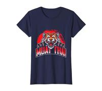 Martial Arts Combat Tiger Men Boys Kids Muay Thai T-Shirt, Women, Navy Blue, Small