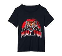 Martial Arts Combat Tiger Men Boys Kids Muay Thai T-Shirt, Women's Plus, Black, 2X