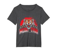 Martial Arts Combat Tiger Men Boys Kids Muay Thai T-Shirt, Women's Plus, Dark Heather Grey, 2X