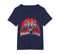 Martial Arts Combat Tiger Men Boys Kids Muay Thai T-Shirt, Women's Plus, Navy Blue, 6X