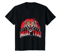 Martial Arts Combat Tiger Men Boys Kids Muay Thai T-Shirt, Youth, Black, 4T