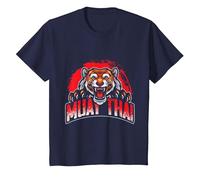 Martial Arts Combat Tiger Men Boys Kids Muay Thai T-Shirt, Youth, Navy Blue, Medium