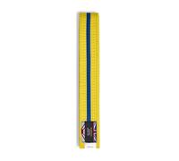 Martial Arts Cotton Striped Coloured Grading Belt - Yellow Belt With Blue Stripe (250cm)