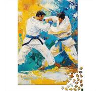 Martial Arts Fighters 1000 Pc Cardboard DIY Dynamic Action Painting Style Puzzle 12+, Challenging Family Game, Vibrant Colours, Stress Relief & Wall Decor 70x50cm/1000pcs