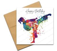 Martial Arts Happy Birthday Card, Judo Karate Taekwondo Jiu-Jitsu, Colourful Abstract Girl