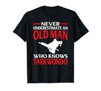 Martial Arts Never Underestimate Old Man Knows Taekwondo Value Graphic T-Shirt, Men, Black, S