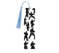 Martial Arts Silhouette Bookmarks with Tassels Wooden Cute Bookmark Pack of 5