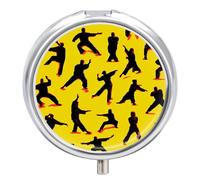 Martial Arts Silhouette Small Pill Box Case 3 Compartment 2"