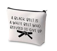 Martial Arts Taekwondo Karate Gifts Jiu Jitsu Gift A Black Belt is A White Belt Who Refused to Give Up Cosmetic Bag Black Belt Taekwondo Fighter Gift MMA Judo Gift