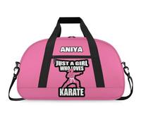Martial Arts Training Duffle Bag | Personalised Taekwondo Karate Boxing Gym Bag for Men & Kids | Custom Name Water-Resistant Sports Holdall for Gear & Gloves, Karate Pink