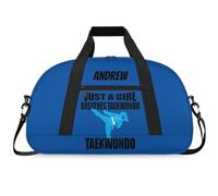 Martial Arts Training Duffle Bag | Personalised Taekwondo Karate Boxing Gym Bag for Men & Kids | Custom Name Water-Resistant Sports Holdall for Gear & Gloves, Taekwonbo Blue