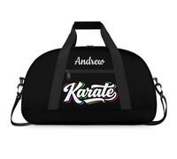 Martial Arts Training Duffle Bag | Personalised Taekwondo Karate Boxing Gym Bag for Men & Kids | Custom Name Water-Resistant Sports Holdall for Gear & Gloves, Karate Colorful