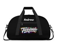 Martial Arts Training Duffle Bag | Personalised Taekwondo Karate Boxing Gym Bag for Men & Kids | Custom Name Water-Resistant Sports Holdall for Gear & Gloves, Taekwondo Colorful
