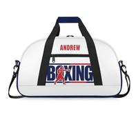 Martial Arts Training Duffle Bag | Personalised Taekwondo Karate Boxing Gym Bag for Men & Kids | Custom Name Water-Resistant Sports Holdall for Gear & Gloves, Boxing Navy Red