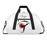 Martial Arts Training Duffle Bag | Personalised Taekwondo Karate Boxing Gym Bag for Men & Kids | Custom Name Water-Resistant Sports Holdall for Gear & Gloves, Taekwondo White