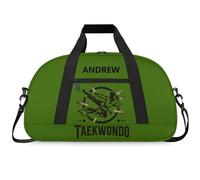 Martial Arts Training Duffle Bag | Personalised Taekwondo Karate Boxing Gym Bag for Men & Kids | Custom Name Water-Resistant Sports Holdall for Gear & Gloves, Green Taekwondo